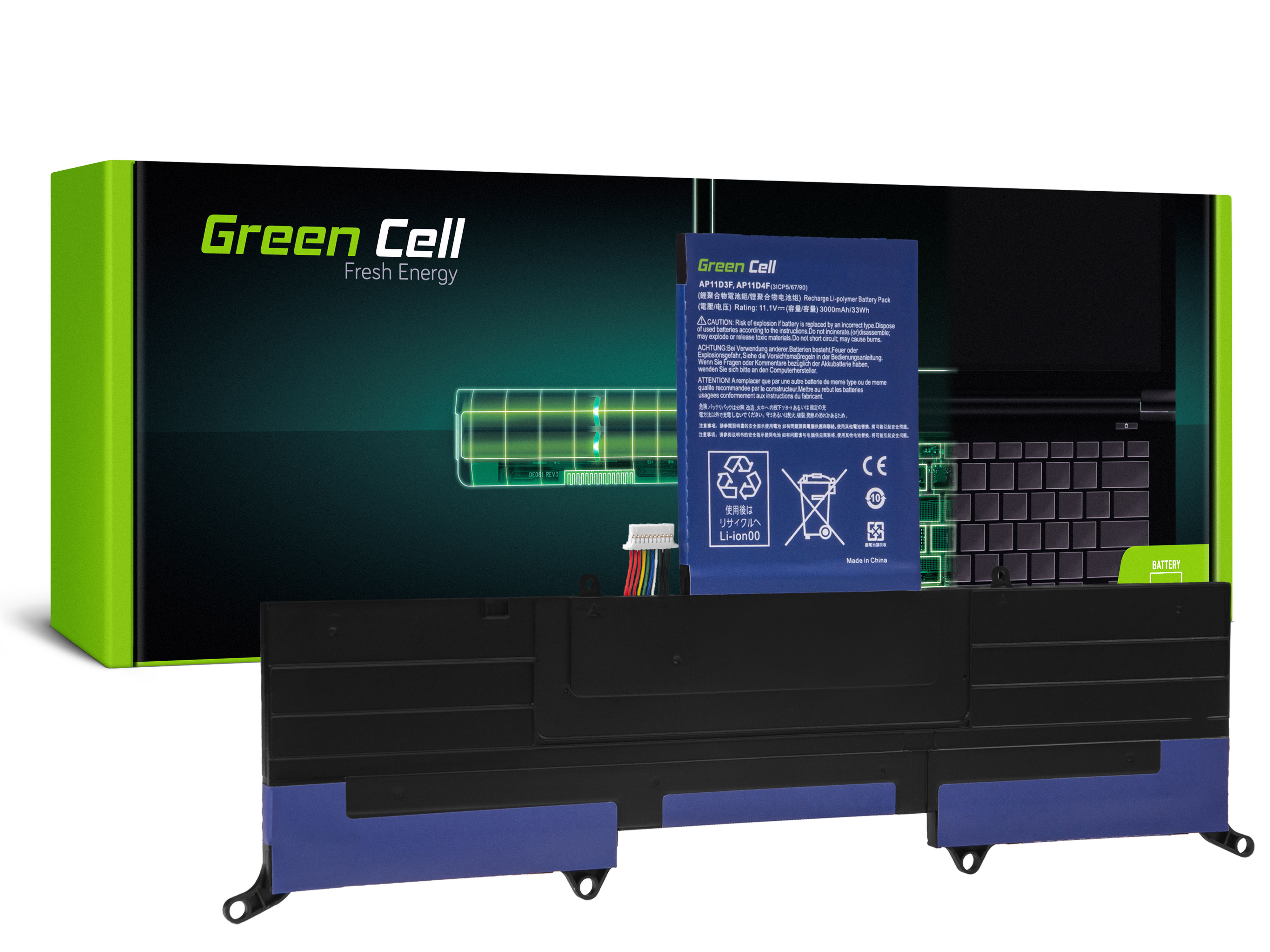 Green Cell AC76 Baterie Acer AP11D3F AP11D4F,pro Acer Aspire S3 S3-331 S3-951 S3-371 S3-391 3000mAh Li-Pol