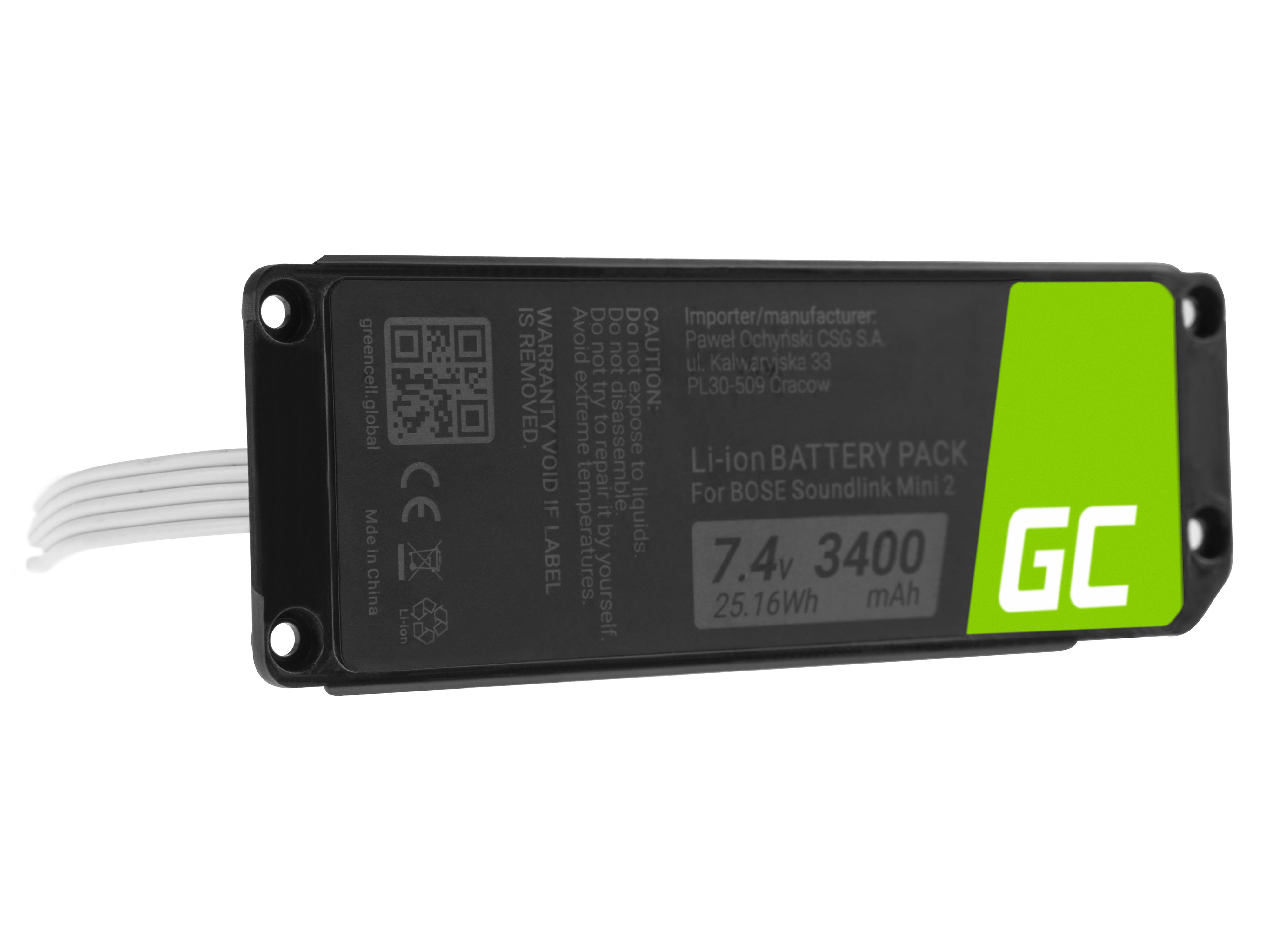 Green Cell Battery 088772 for Bose Soundlink Mini 2 II MMPRA0071 MMPRA0072 725192-1110 725192-1310, 7.4V 3400mAh