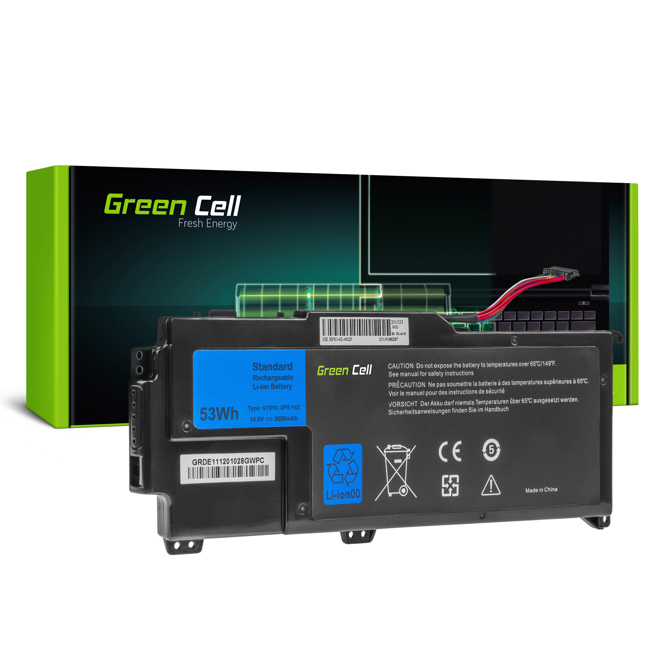 Green Cell DE151 Baterie Dell YMYF6 V79Y0, Dell XPS 14z L412z 3600mAh Li-Pol
