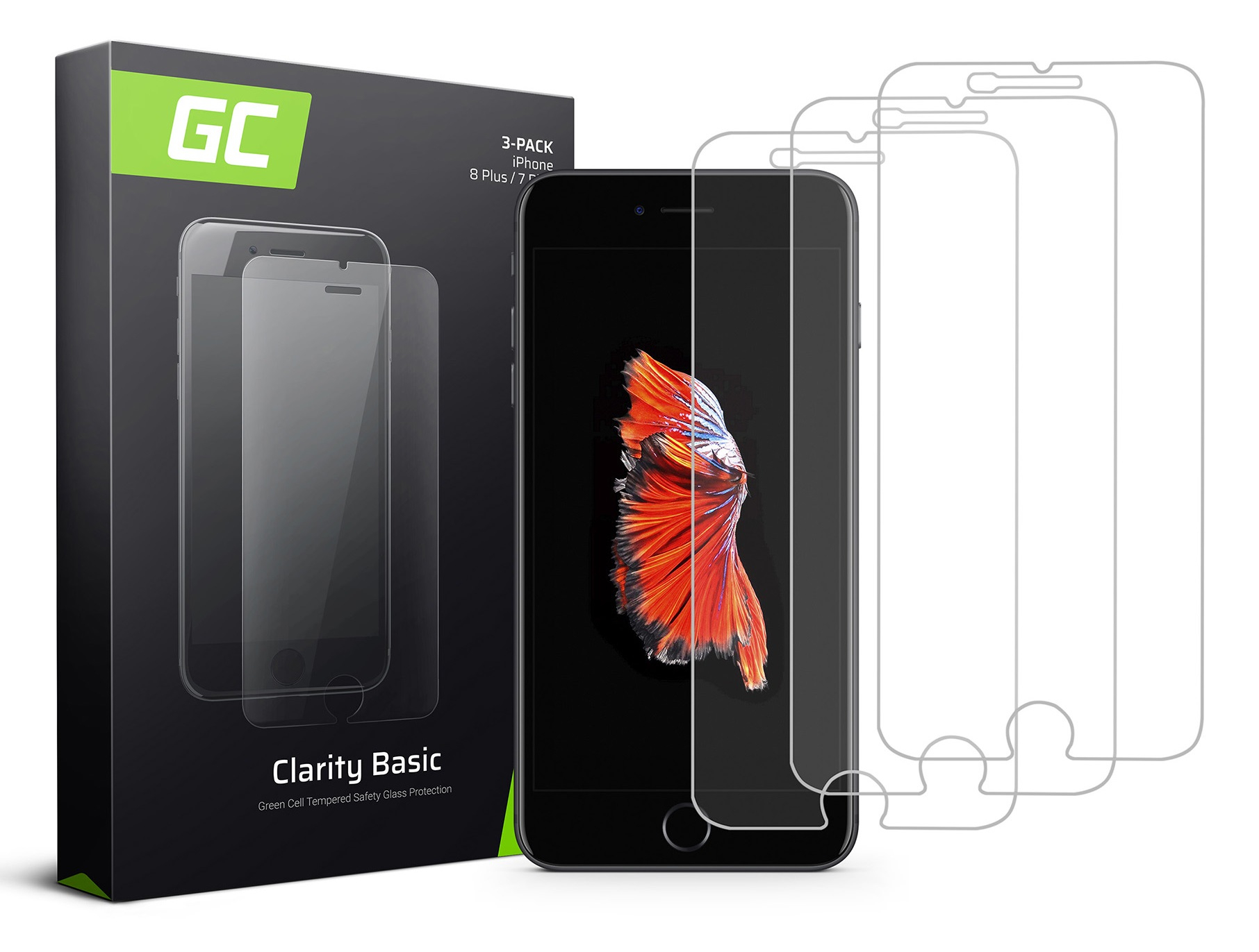 3x Screen Protector GC Clarity for Apple iPhone 6+ / 6S+ / 7+ / 8+