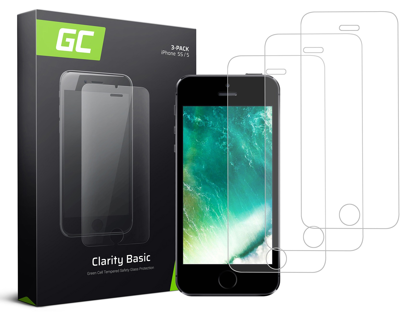 3x Screen Protector GC Clarity for Apple iPhone 5 / 5S / 5C / SE