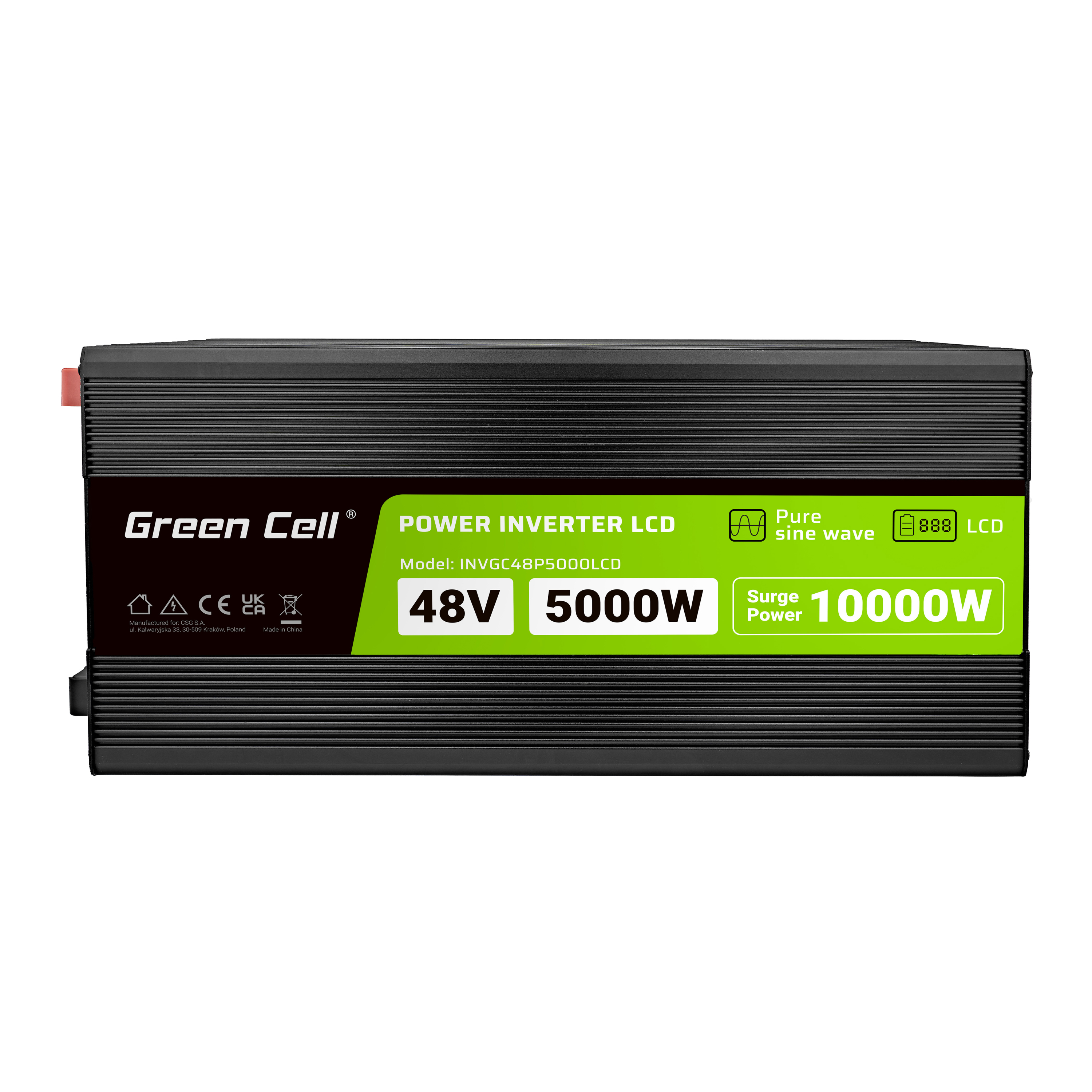 Green Cell INVGC48P5000LCD Měnič napětí z 48V na 230V, 5000W/10000W - čistá  sinusoida s LCD displejem